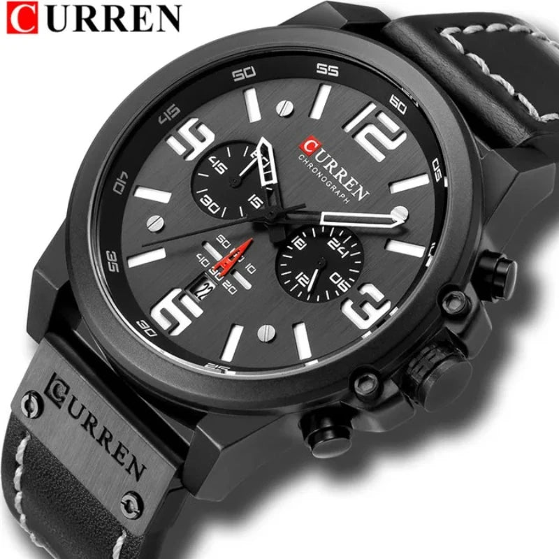 Curren 8314 – Montre Homme Quartz | Bracelet Cuir | Chronographe & Date