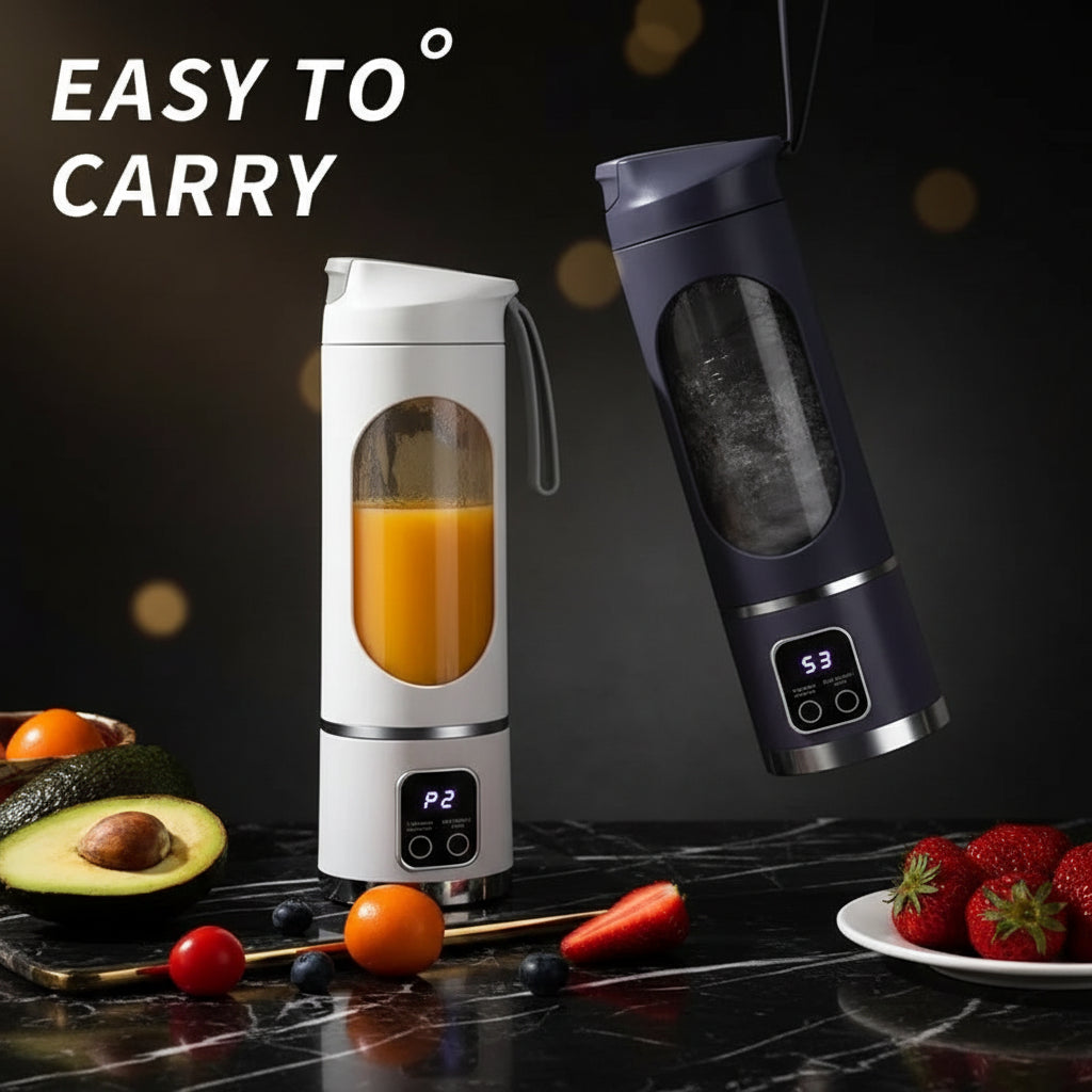 Mini Extracteur de Jus Électrique 450ml – Moteur Puissant 40W, Affichage Digital, Glace Pilée, Rechargeable