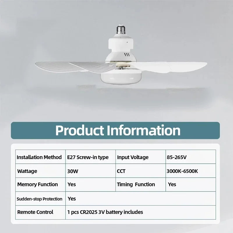 Ventilateur Plafonnier LED Dimmable avec Télécommande