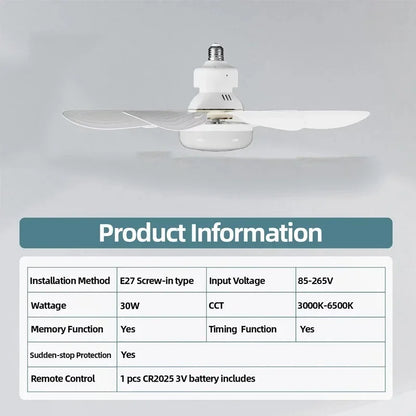 Ventilateur Plafonnier LED Dimmable avec Télécommande