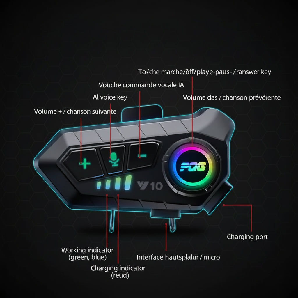 Casque Bluetooth 5.3 Moto – Kit Mains Libres Waterproof IPX6 avec Micro
