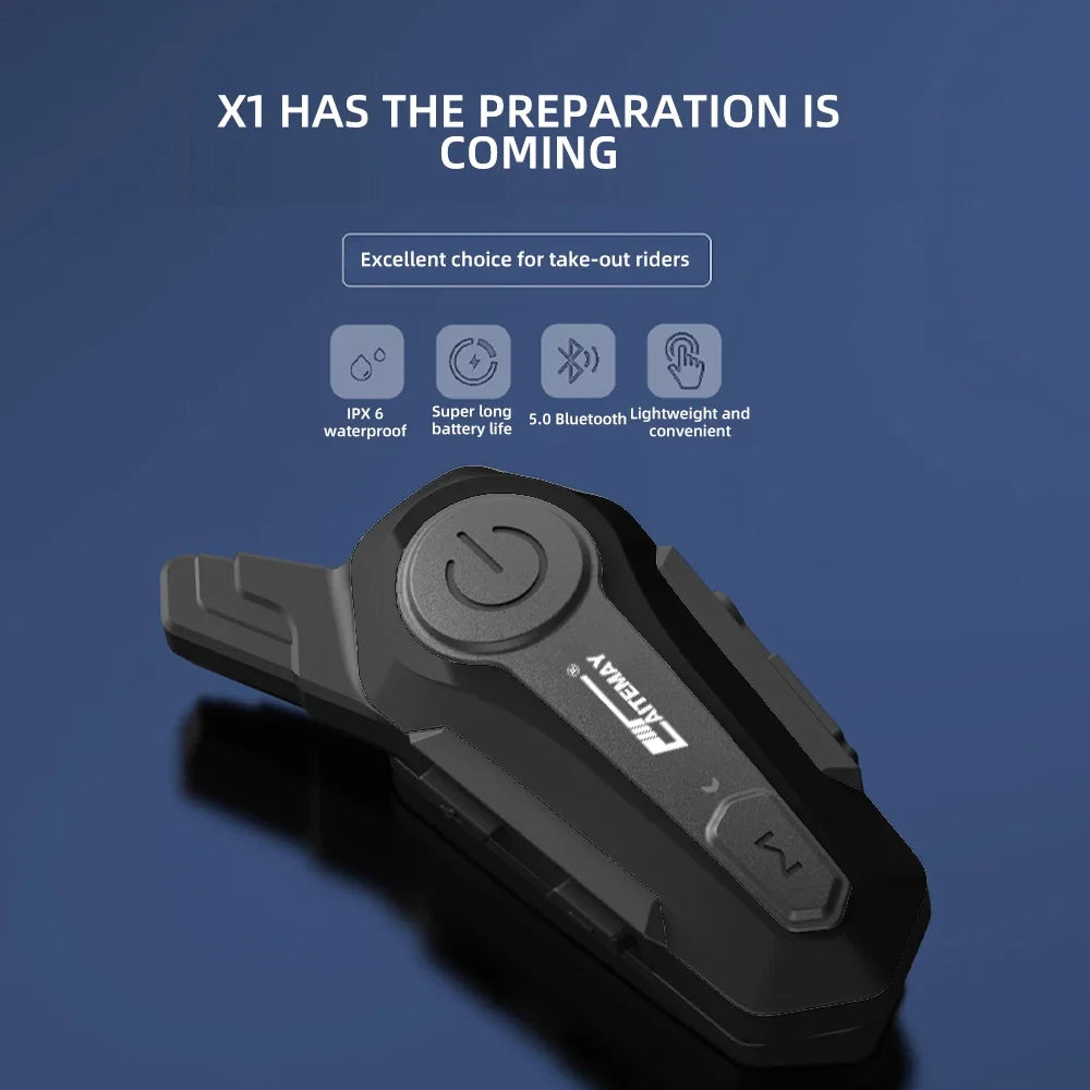 Intercom Moto Bluetooth X1 Plus – Casque Headset 1000M pour 2 Riders, IPX6, Bluetooth 5.0