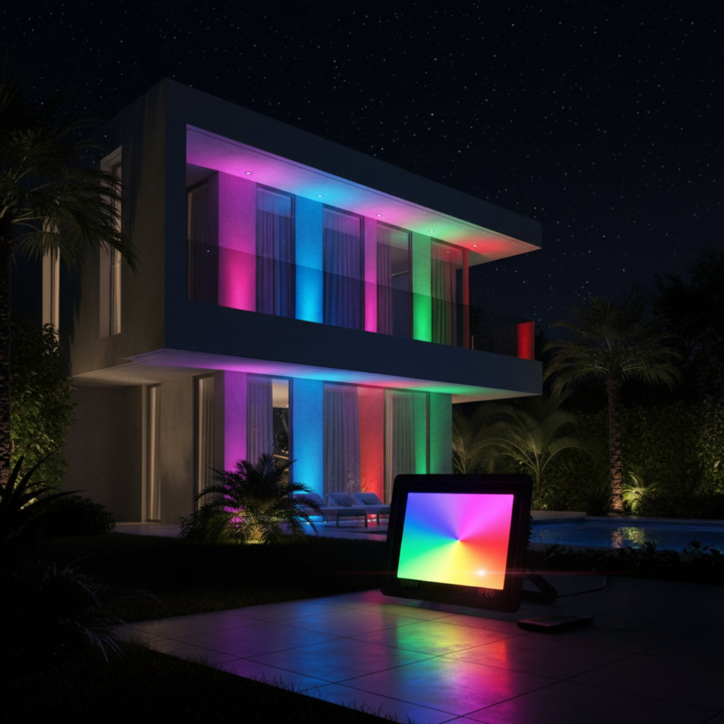 Projecteur LED RGB Extérieur 220V – Multicolore avec Télécommande