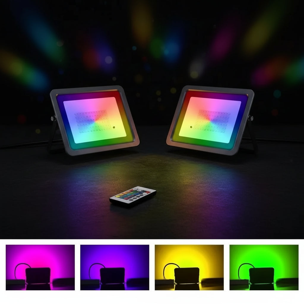 Projecteur LED RGB Extérieur 220V – Multicolore avec Télécommande
