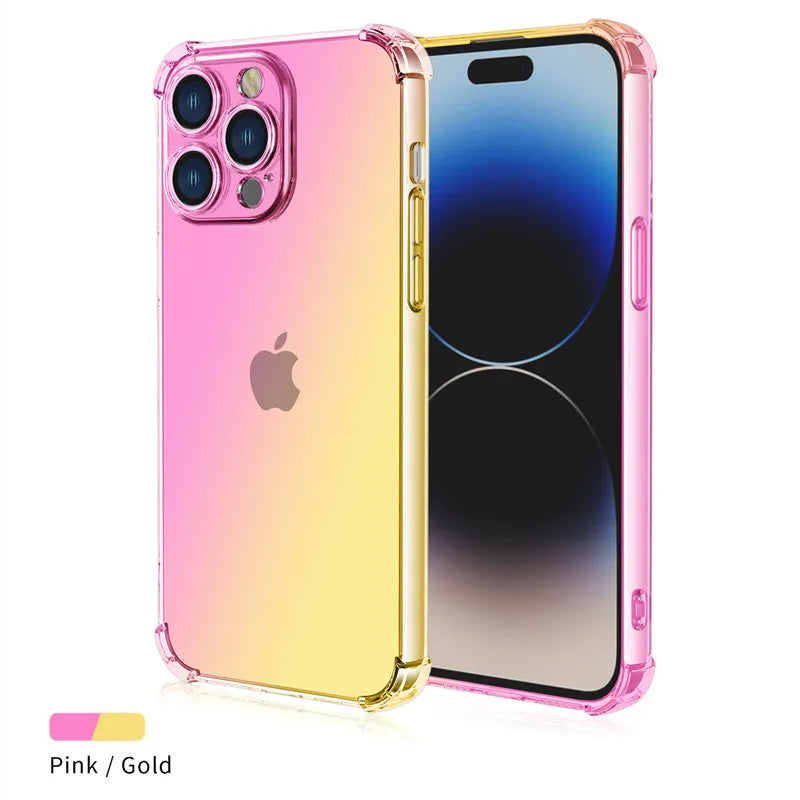 Four-corners Shockproof Gradient TPU Case for iPhone 17 Air 16e 16 Pro Max 15 14 Plus 13 Mini Protective Cover Fundas Coque Capa