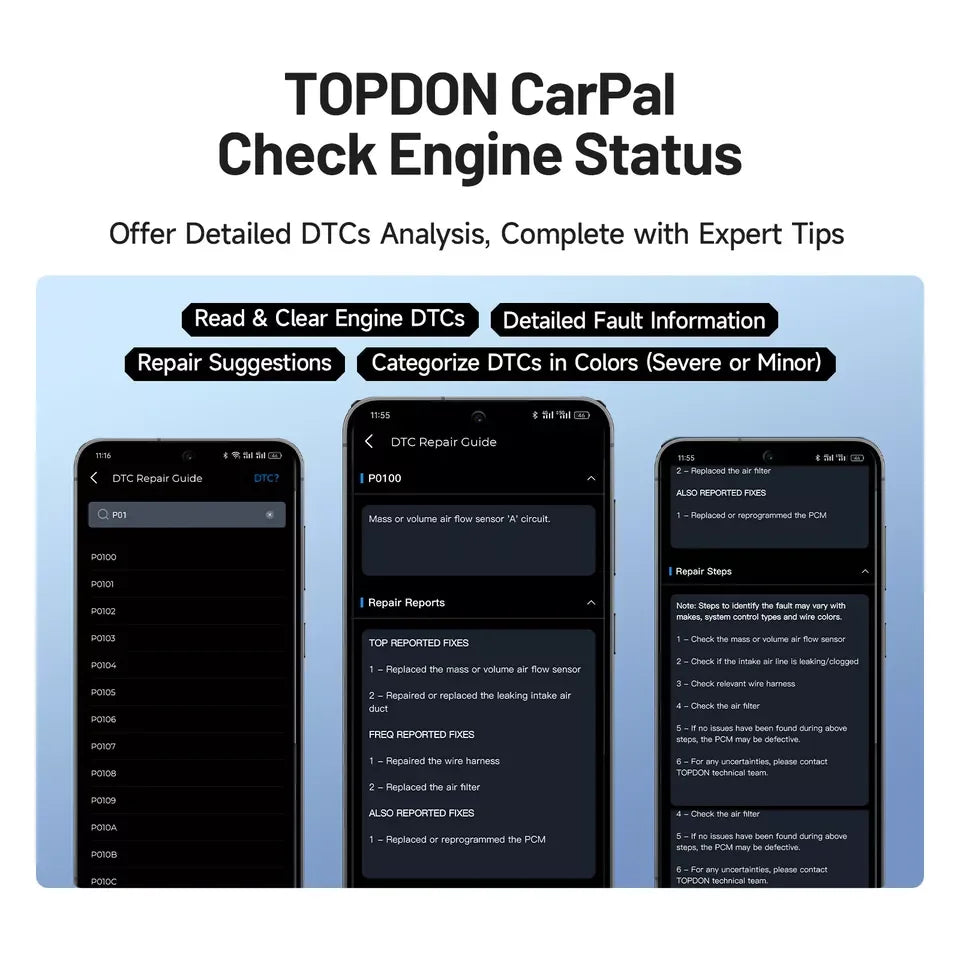 Scanner OBD2 Bluetooth TOPDON Complet Tous Systèmes