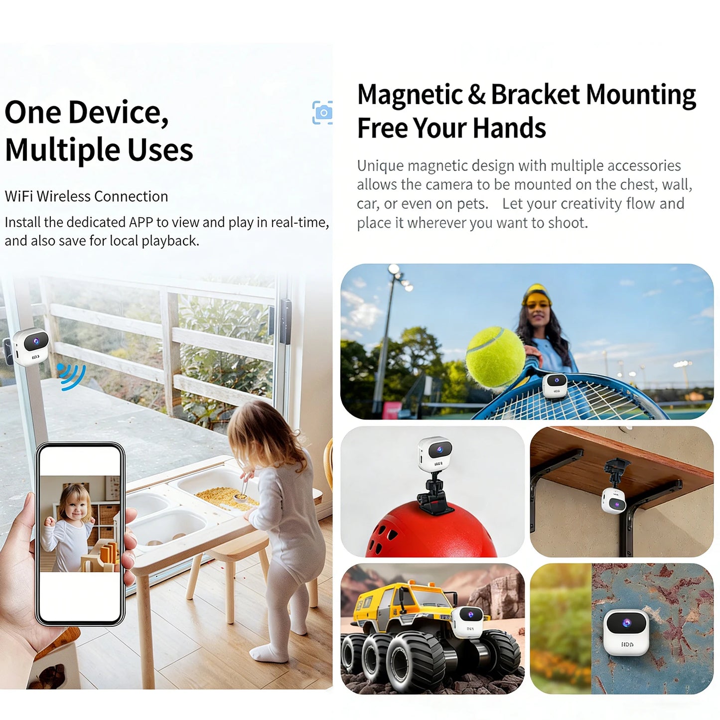 Caméra Mini WiFi FUYUMY 1080P – Surveillance Magnétique, Détection de Mouvement