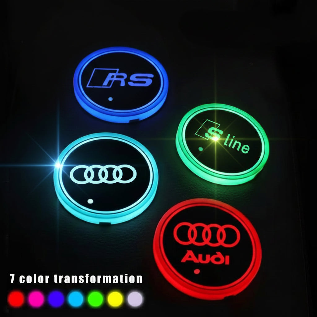 Dessous de Verre Lumineux LED pour Audi – Porte-Gobelet Antidérapant