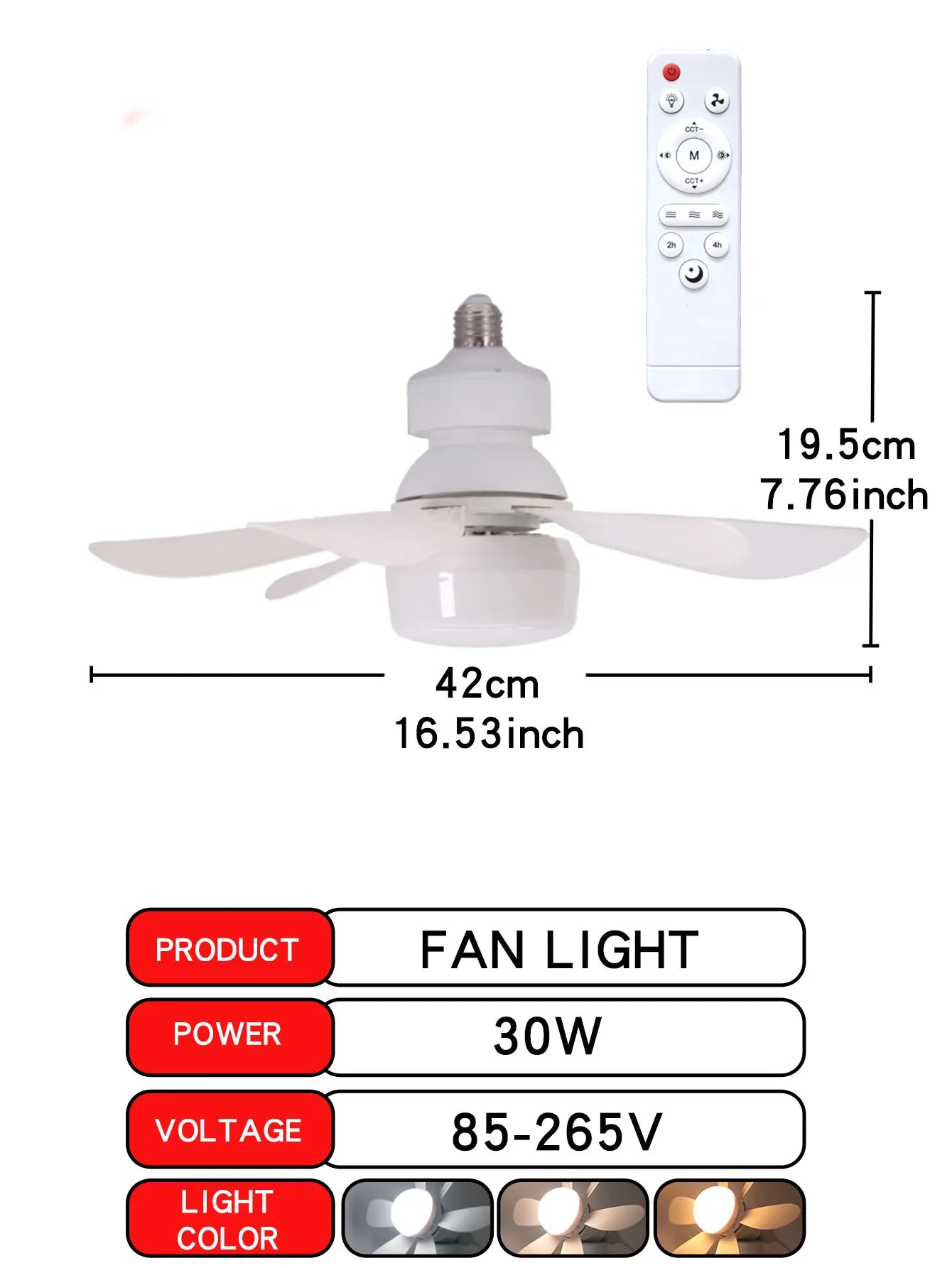 Ventilateur Plafonnier LED Télécommande