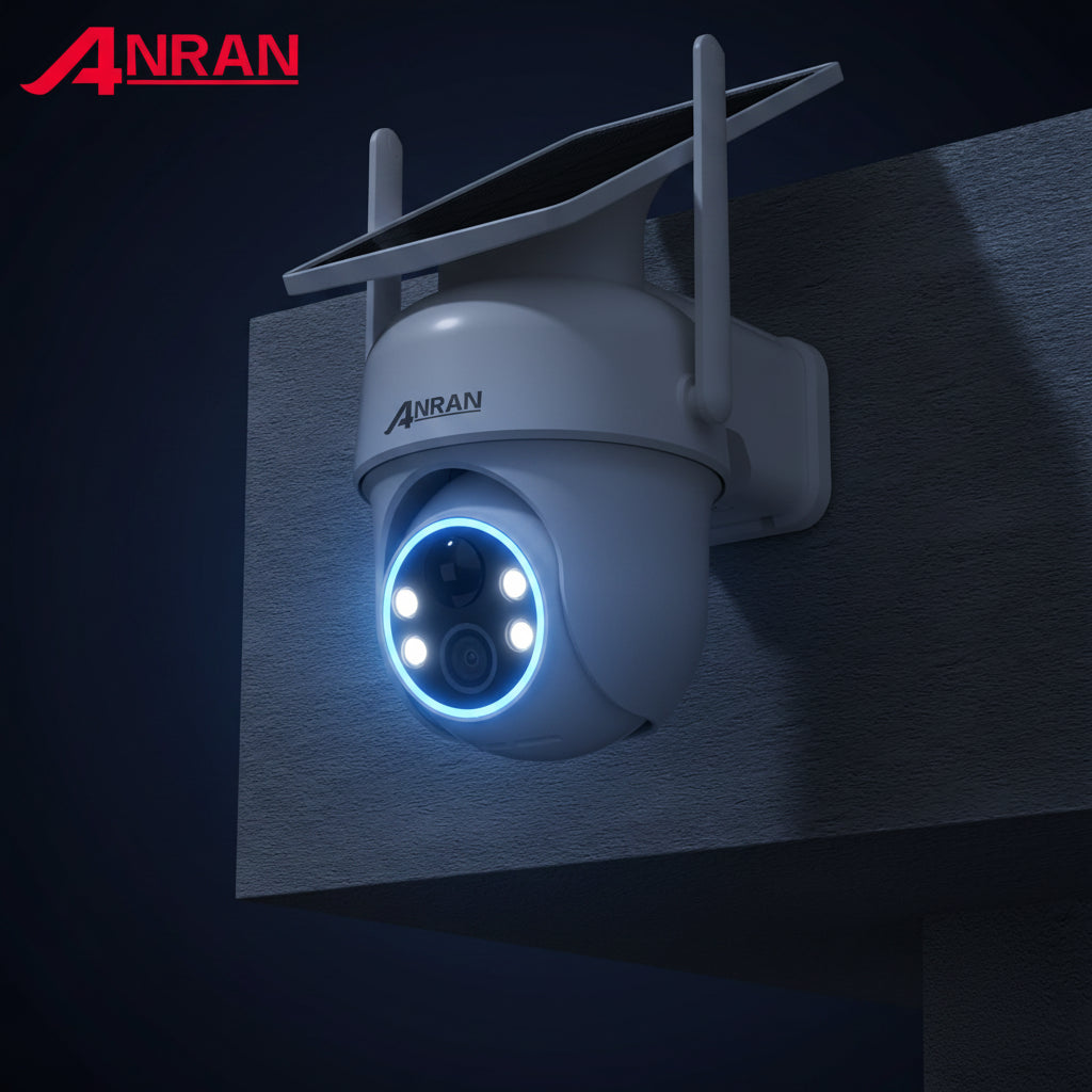 Caméra Solaire ANRAN 2K – 3MP/5MP, WiFi 2,4G, Rotation 355°, Vision Nocturne, IP66