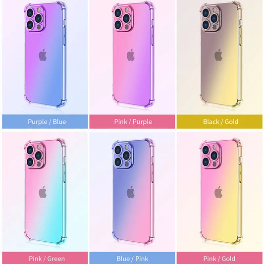 Four-corners Shockproof Gradient TPU Case for iPhone 17 Air 16e 16 Pro Max 15 14 Plus 13 Mini Protective Cover Fundas Coque Capa