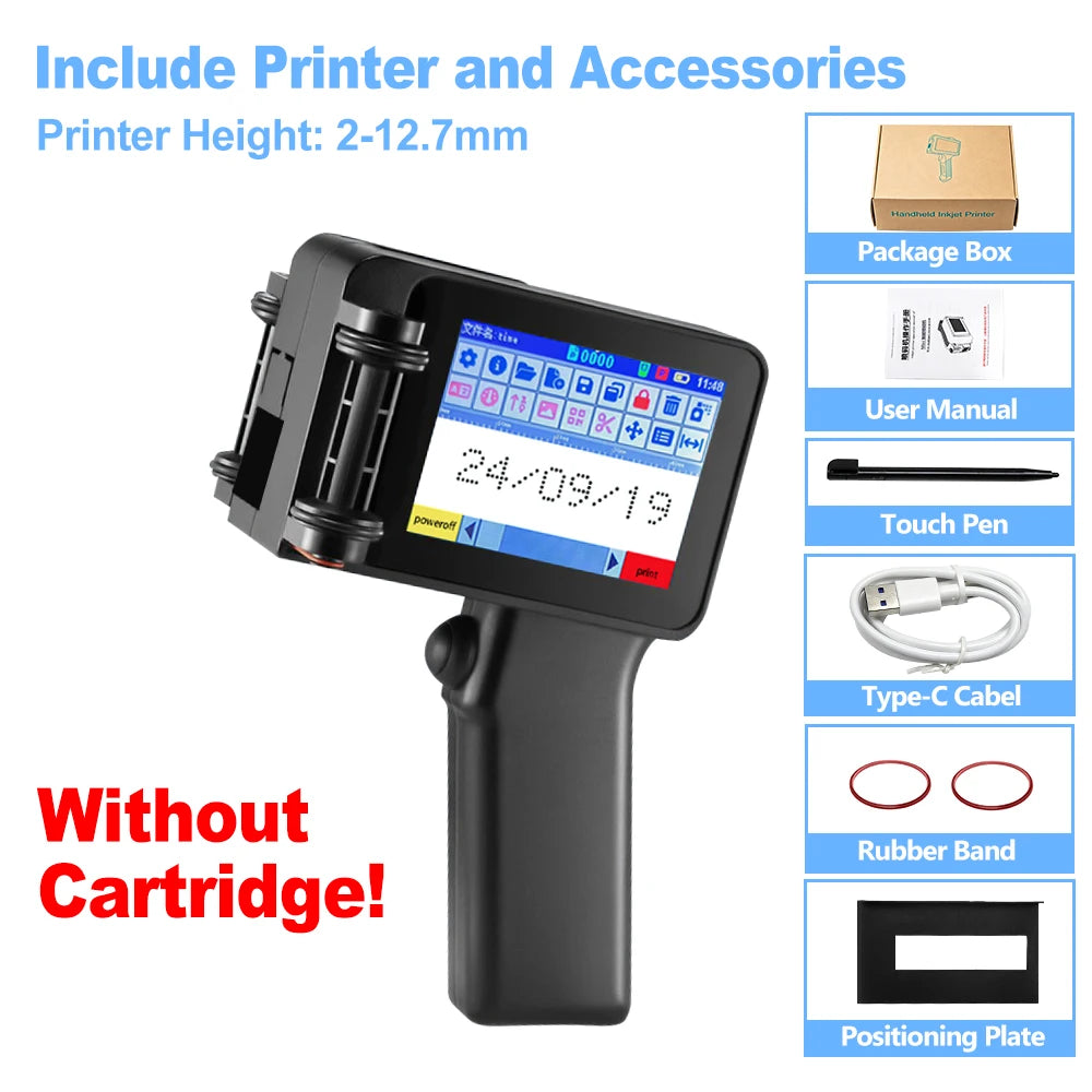 Imprimante Jet d'Encre Portable KMZONE INKP006 – Impression 2-12.7mm, QR Code, Texte, Logo, Barcode