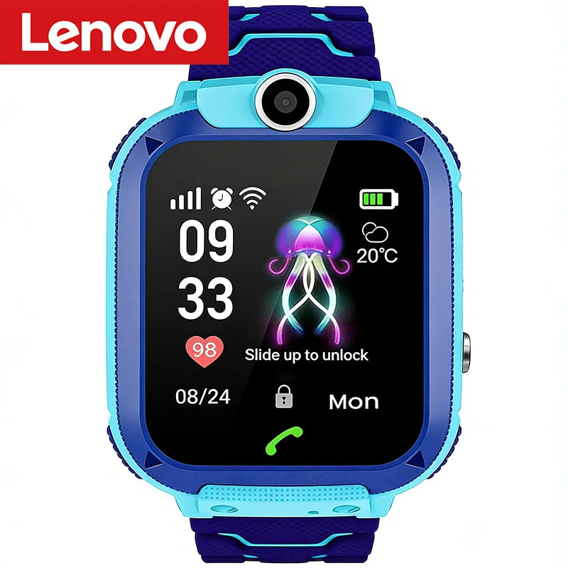 Montre Connectée Lenovo Enfants – 4G SIM, GPS, Caméra, Étanche IP67
