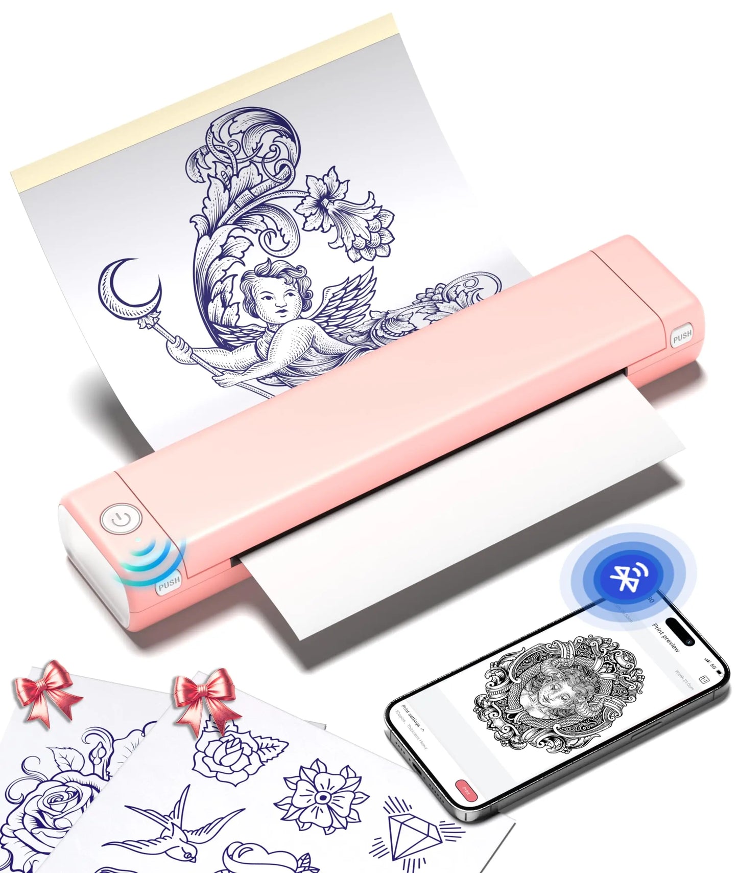 Imprimante à Pochoirs Tatouage Phomemo M08F – Bluetooth A4, 10 Feuilles incluses, Pro & Débutants