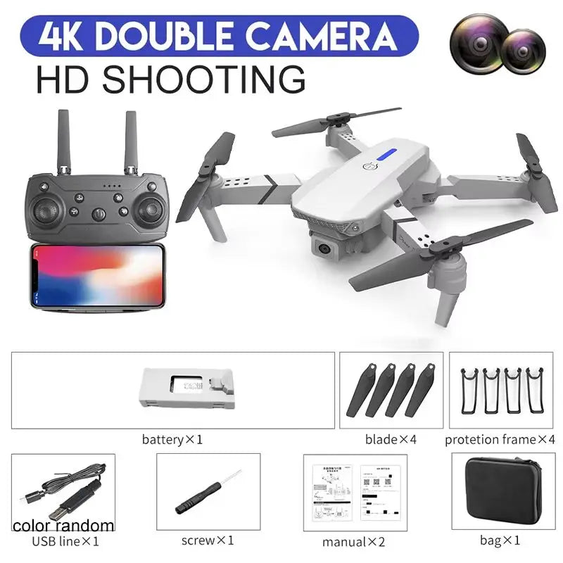 Drone E99 Pro – Double Caméra 4K, WiFi FPV, Pliable, Idéal Débutants