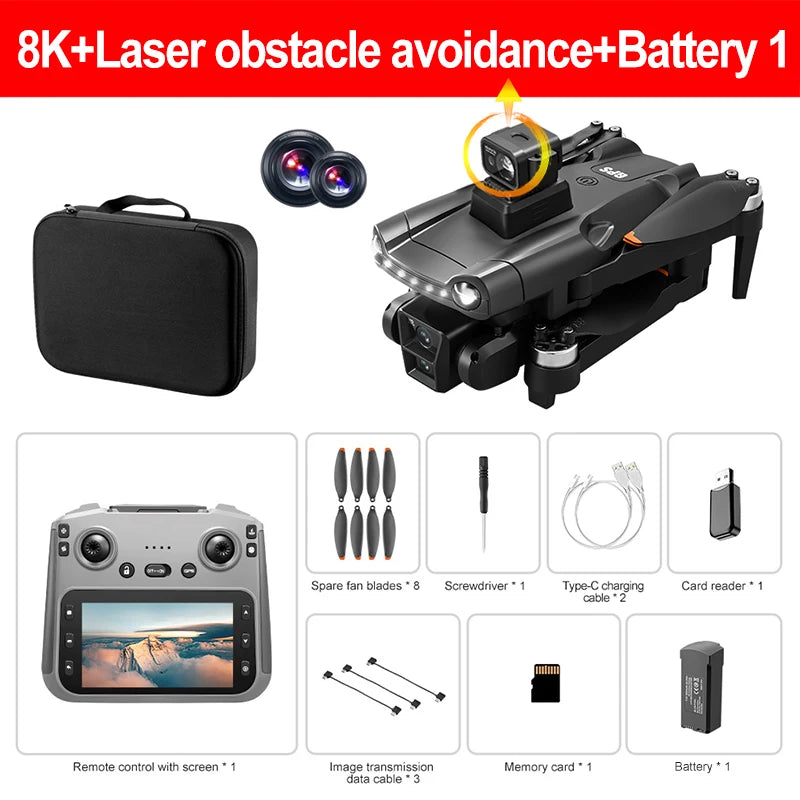 Drone GPS Lenovo V198MAX 8K – Caméra Professionnelle, Évitement d'Obstacles Laser, Télécommande Grand Écran