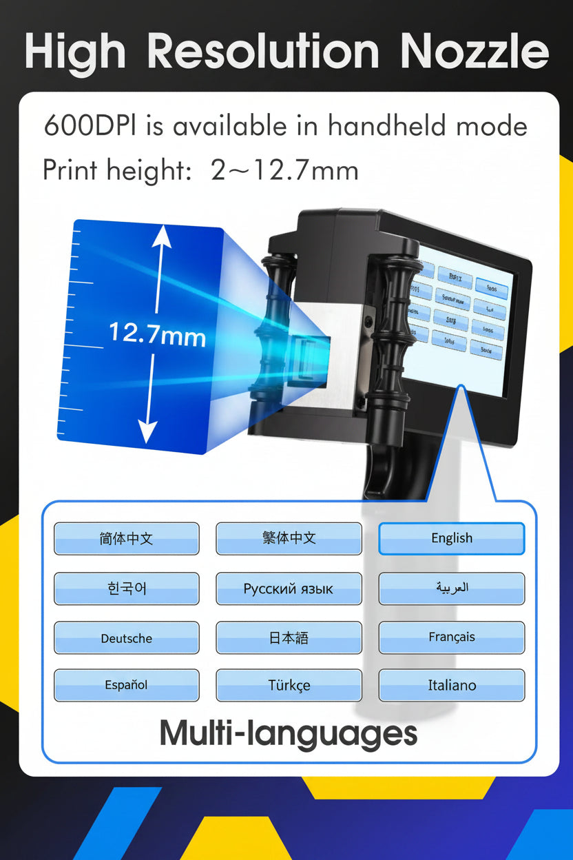 Imprimante Jet d'Encre Portable Y-han – Impression sur Codes-Barres, QR Codes, Dates & Logos