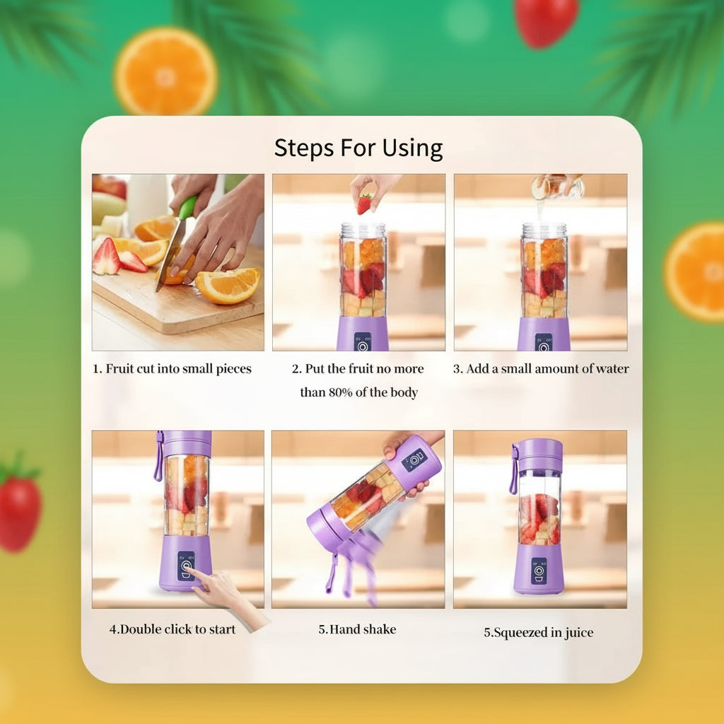 Mini Blender Portable Rechargeable USB — Jus Fruits, Smoothies & Milkshakes