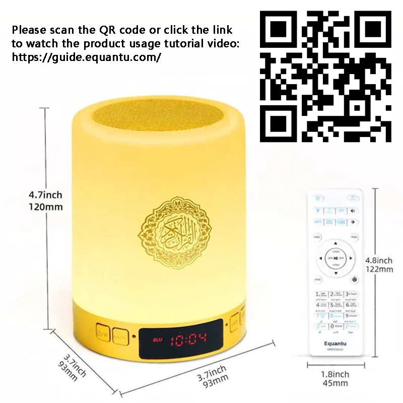 Enceinte Bluetooth Coran – Veilleuse LED, Azan Automatique,