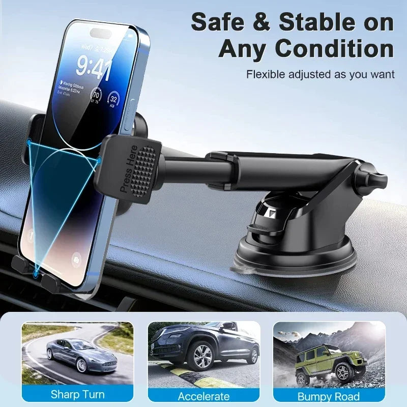Support Téléphone Voiture Flexible Tableau de Bord, Pare-Brise