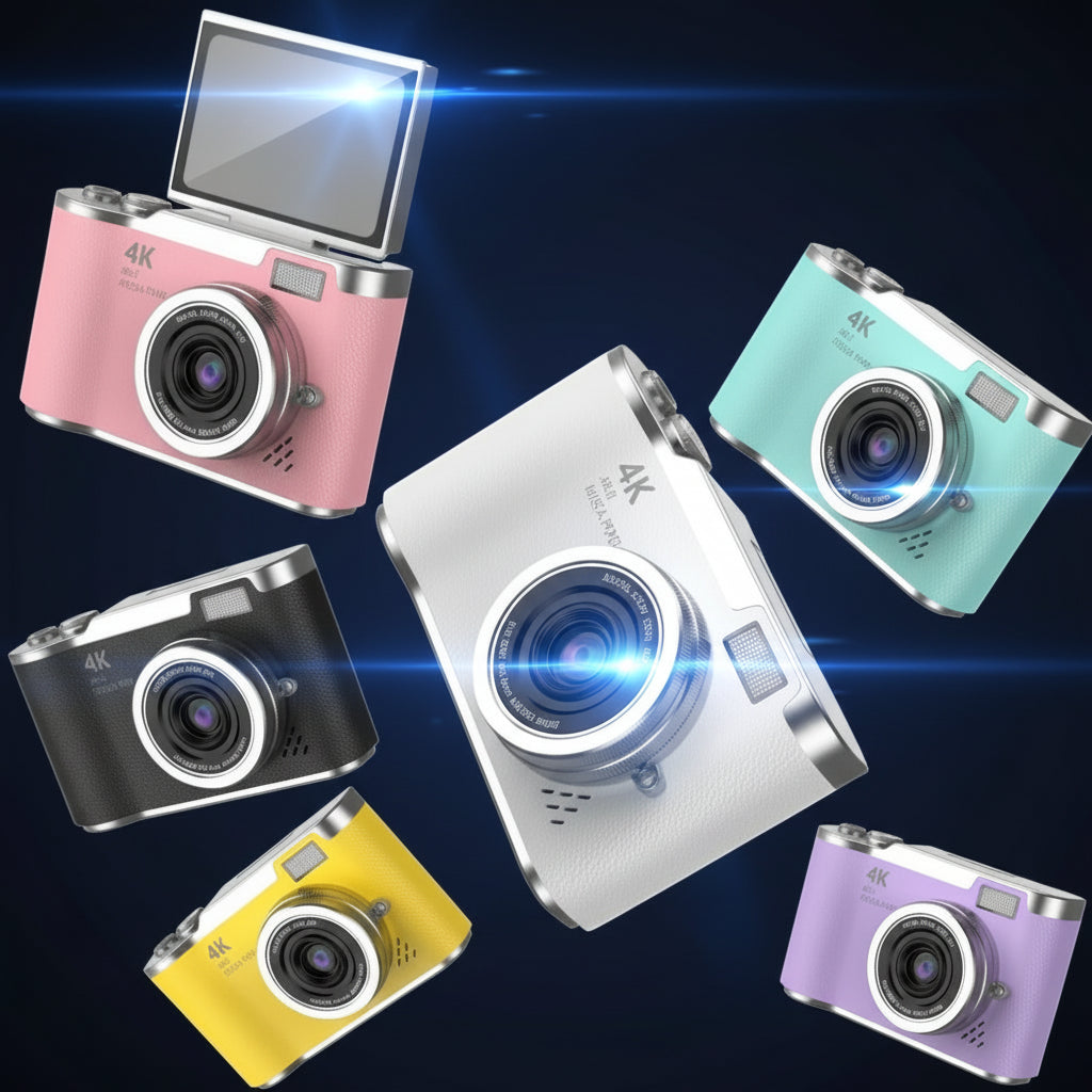 Appareil Photo Numérique 4K CCD 48MP – Écran Rotatif 180°, Zoom 8x, Selfie, Cadeau Étudiant