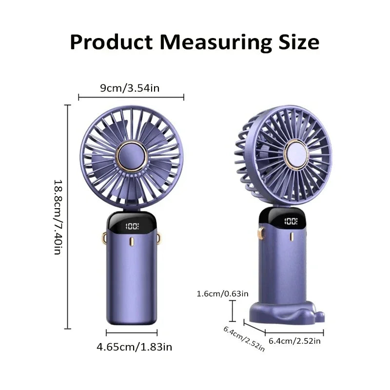 Ventilateur Tour de Cou Pliable 5 Vitesses Support Téléphone