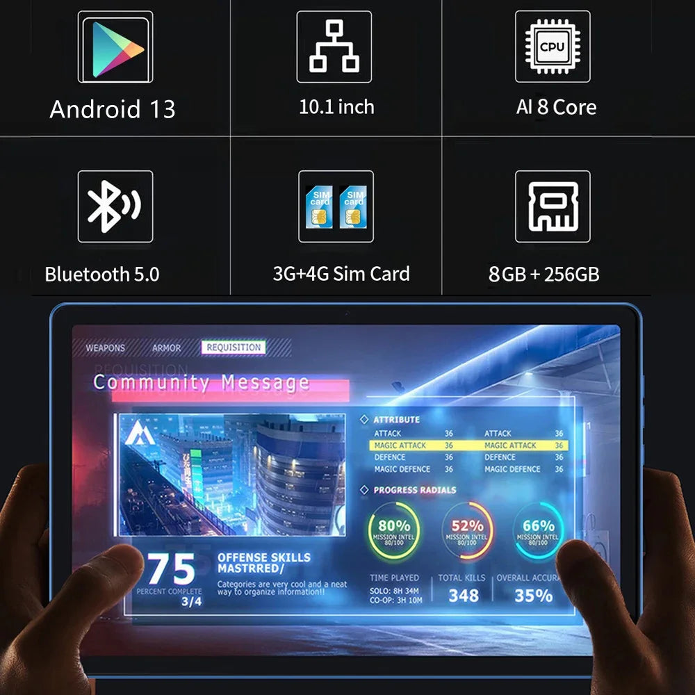 Tablette BDF-Y7 10.1" 5G – | 8GB RAM | 256GB ROM | 4G LTE | Double Caméra