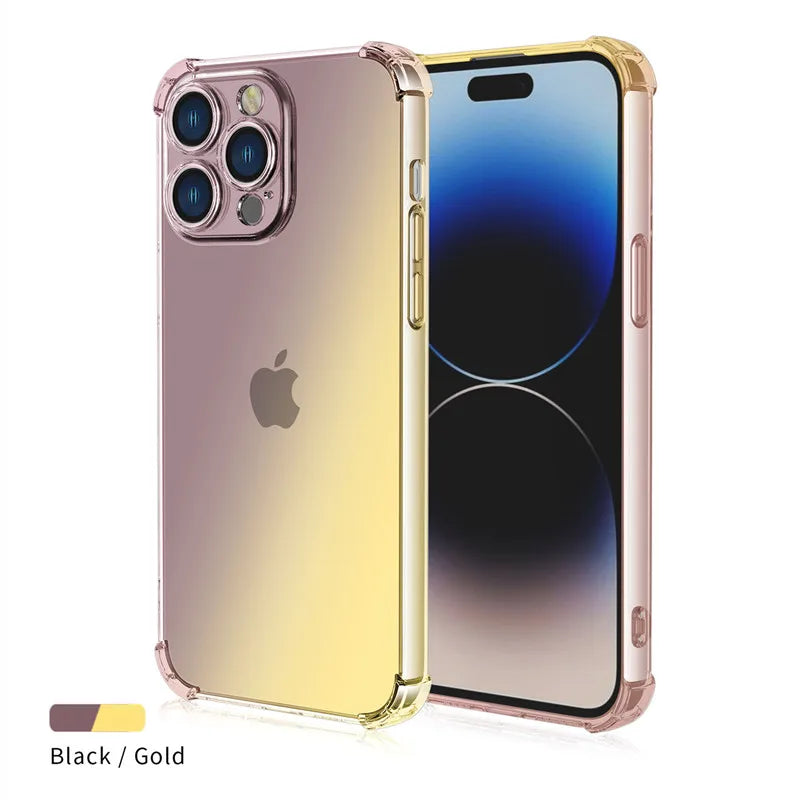 Four-corners Shockproof Gradient TPU Case for iPhone 17 Air 16e 16 Pro Max 15 14 Plus 13 Mini Protective Cover Fundas Coque Capa