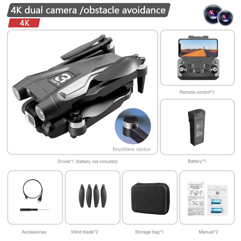 Drone Z908 Pro MAX – Caméra Double 8K, GPS, Évitement Laser, Moteur Brushless, WiFi 5G FPV