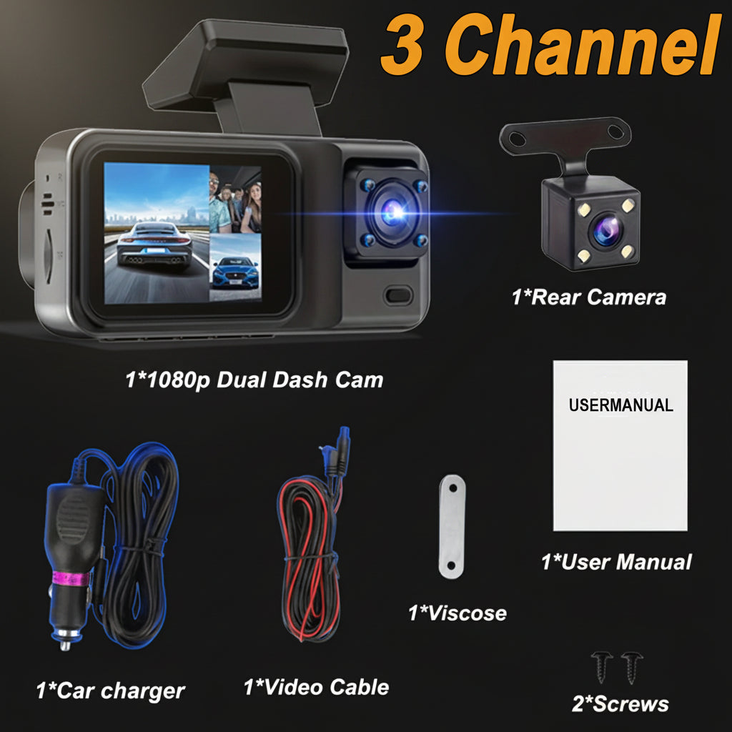 Dashcam Voiture – Caméra de Bord 1080P Full HD, Vision Nocturne