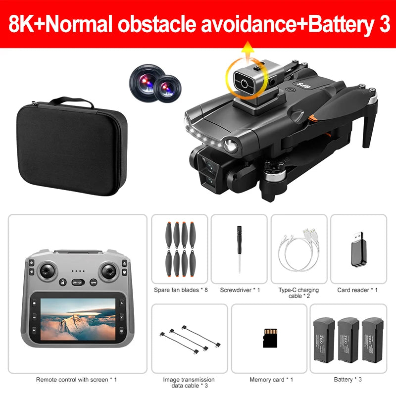 Drone GPS Lenovo V198MAX 8K – Caméra Professionnelle, Évitement d'Obstacles Laser, Télécommande Grand Écran
