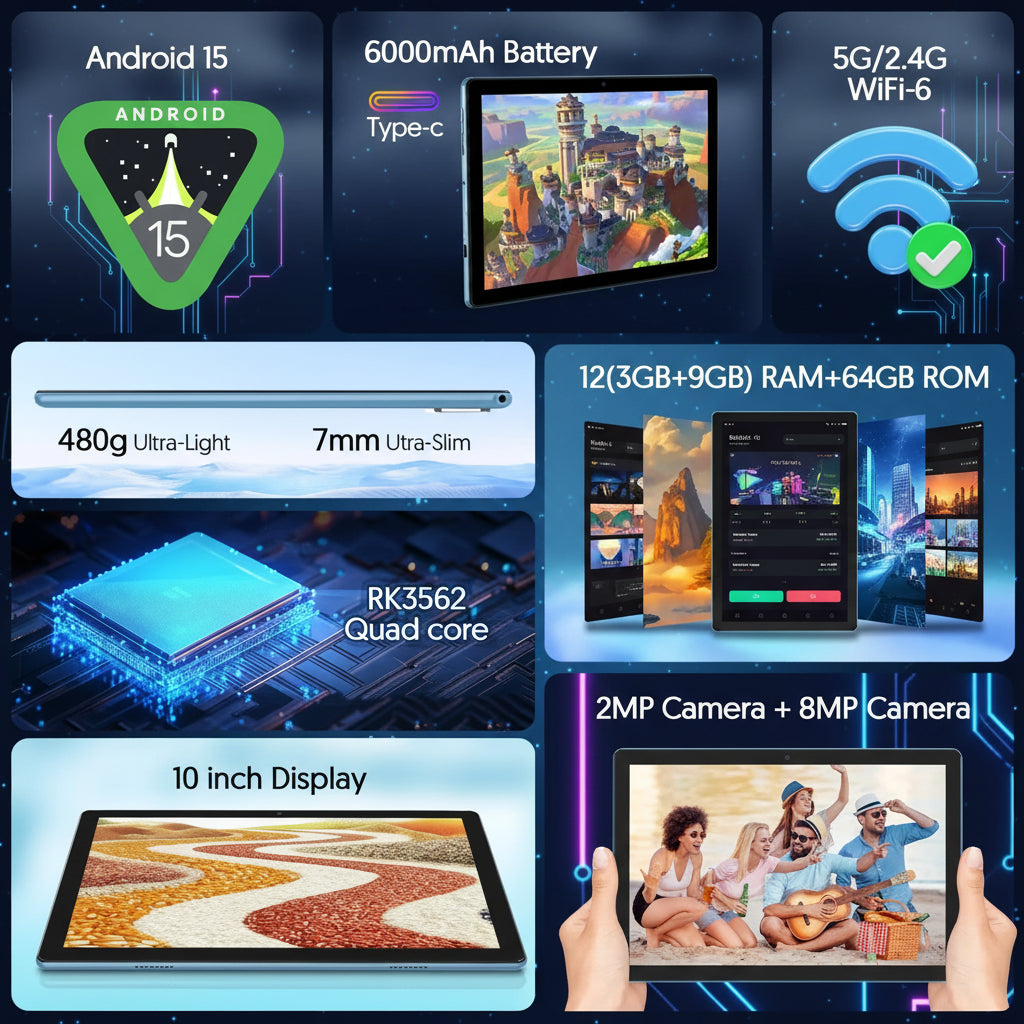 Tablette BAKEN 10" Android 15  | Double Caméra | Clavier inclus
