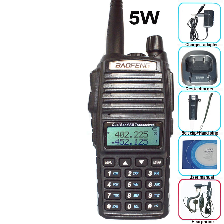 Talkie-Walkie BAOFENG UV-82 Plus — Double Bande VHF/UHF, 5W/8W, IP57, 128 Canaux