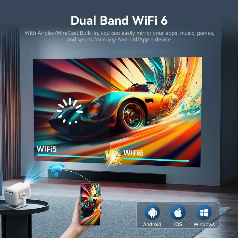 Projecteur DITONG X3 Plus – 1080P Natif, 600 ANSI, Android 11, WiFi 6, BT 5.4, Autofocus