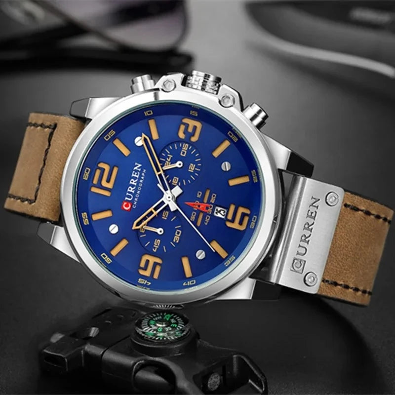 Curren 8314 – Montre Homme Quartz | Bracelet Cuir | Chronographe & Date