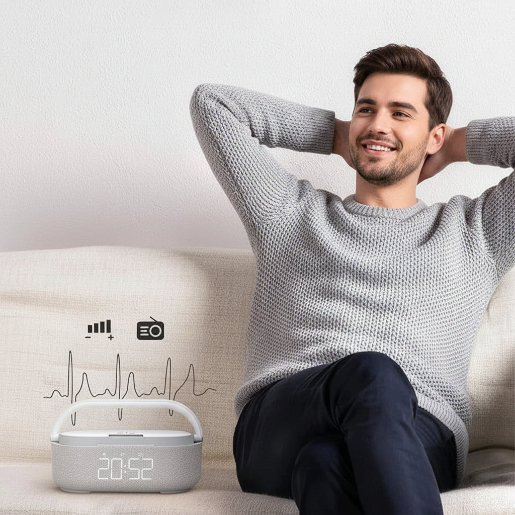 Enceinte Bluetooth COLSUR — Chargeur Sans Fil, Radio FM & Lumière Dimmable