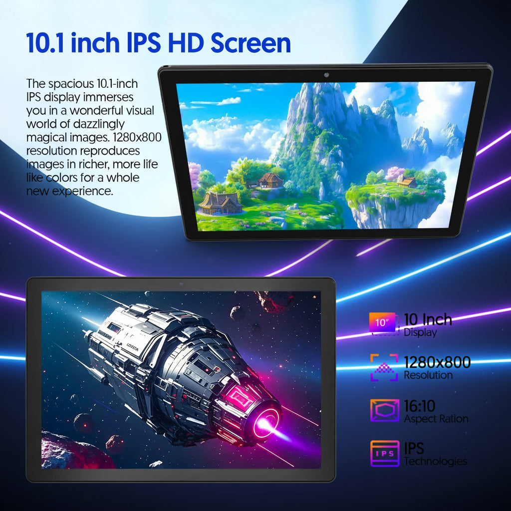 Tablette BAKEN 10" Android 15 – 12GB RAM | 64GB ROM | WiFi 5G | Double Caméra | Pack Clavier