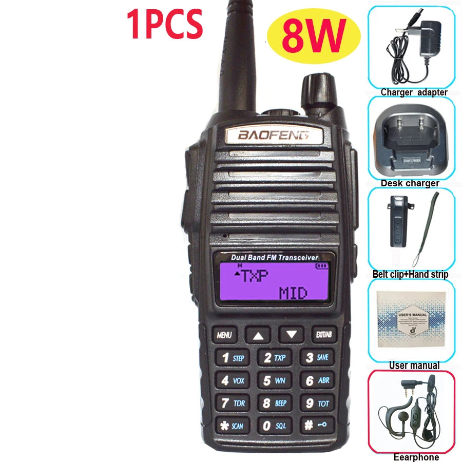 Talkie-Walkie BAOFENG UV-82 Plus — Double Bande VHF/UHF, 5W/8W, IP57, 128 Canaux