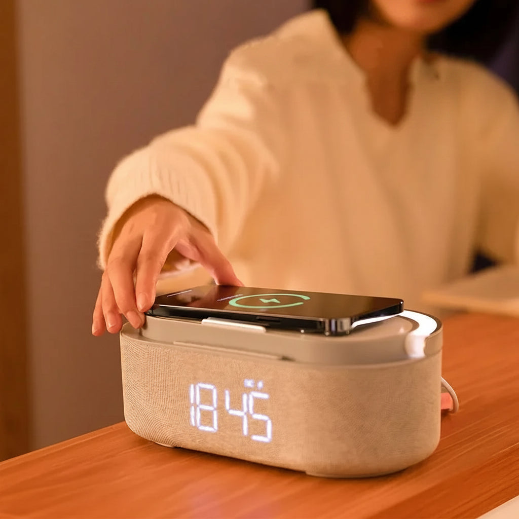 Enceinte Bluetooth QIQIZHU — Chargeur Sans Fil, Radio FM, Réveil, Son Stéréo 35W