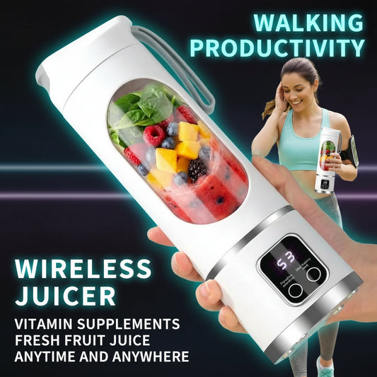 Mini Extracteur de Jus Électrique 450ml – Moteur Puissant 40W, Affichage Digital, Glace Pilée, Rechargeable