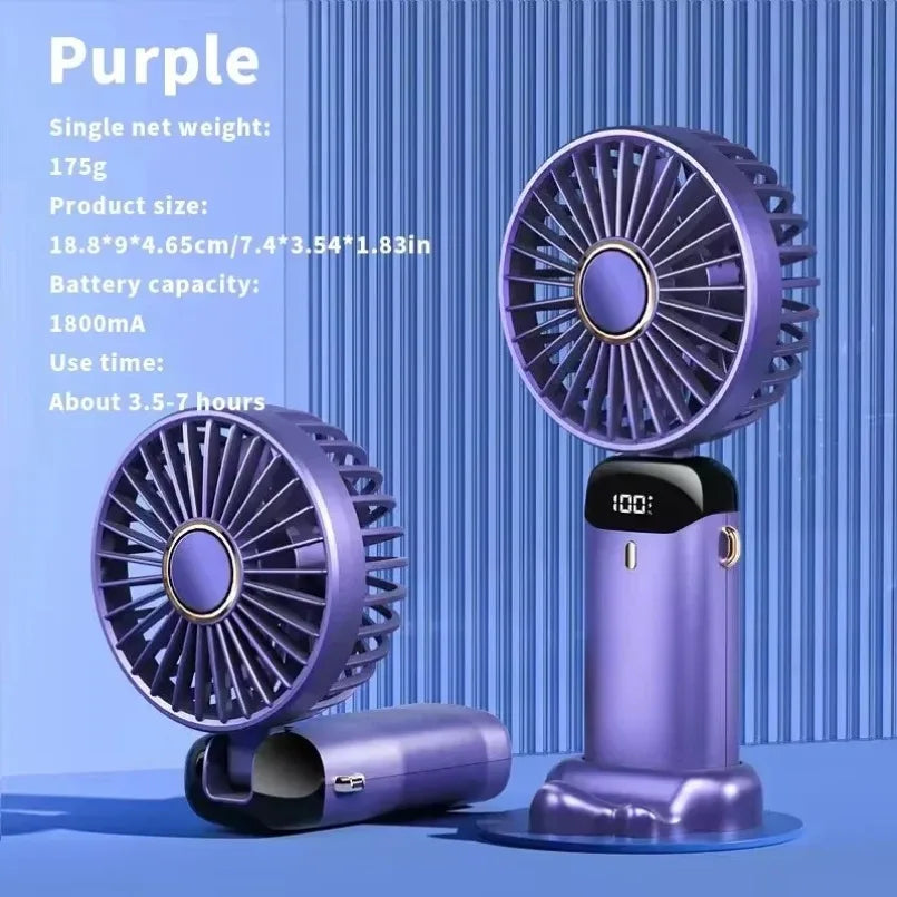 Ventilateur Mini Portable USB Pliable Avec Écran LED