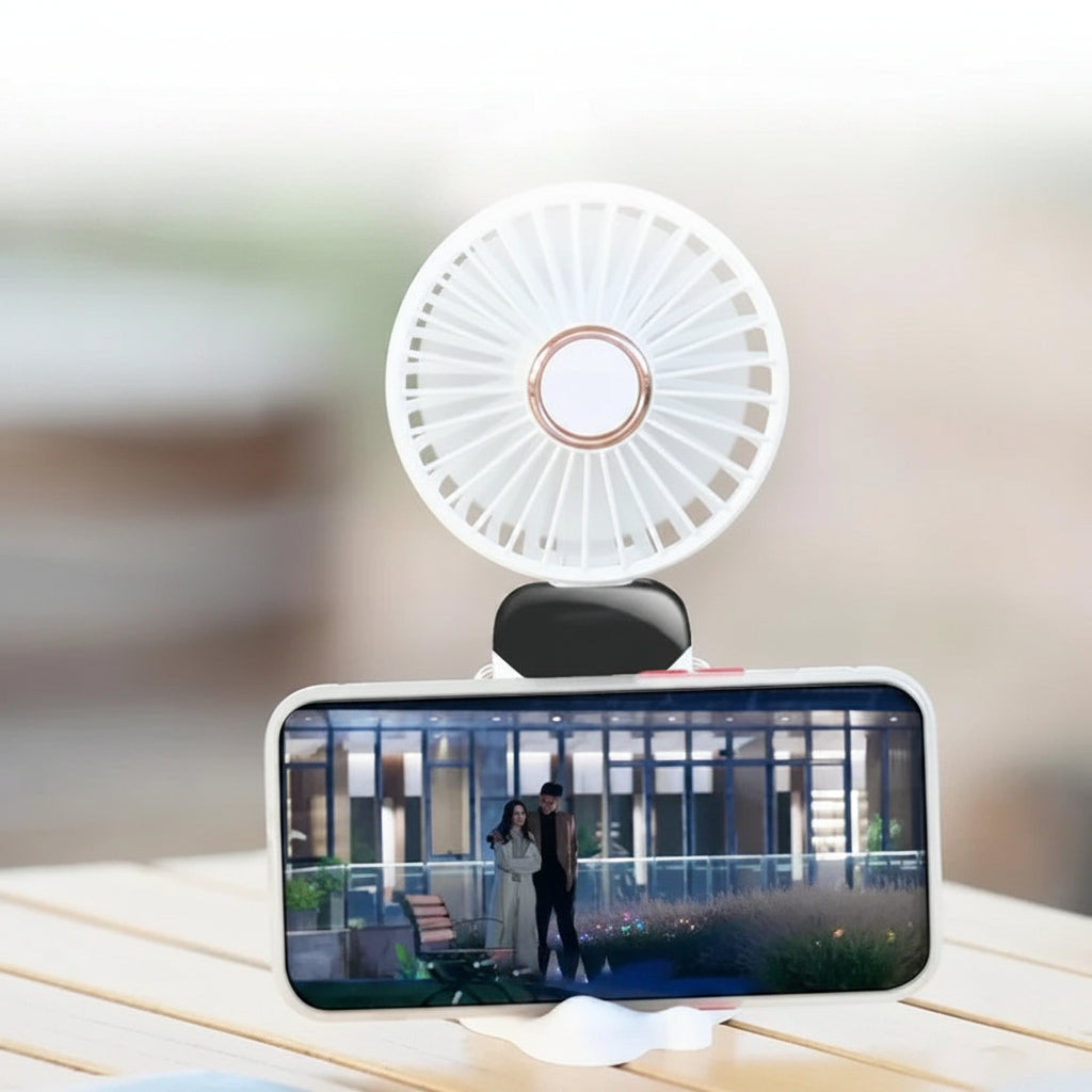 Ventilateur Tour de Cou Pliable 5 Vitesses Support Téléphone