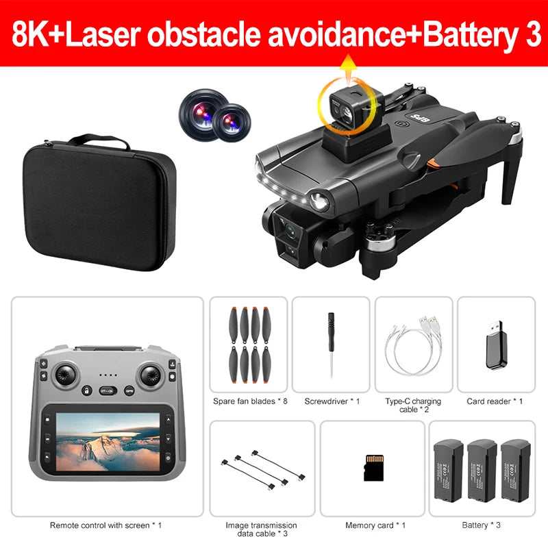 Drone GPS Lenovo V198MAX 8K – Caméra Professionnelle, Évitement d'Obstacles Laser, Télécommande Grand Écran