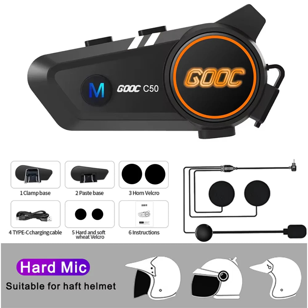 Casque Bluetooth 5.3 Moto – Kit Mains Libres Waterproof IPX6 avec Micro