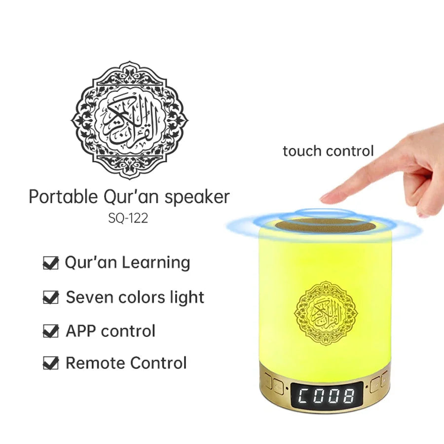 Enceinte Bluetooth Coran avec Veilleuse LED – Haut-Parleur Islamique Portable