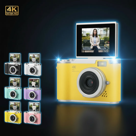 Appareil Photo Numérique 4K CCD 48MP – Écran Rotatif 180°, Zoom 8x, Selfie, Cadeau Étudiant
