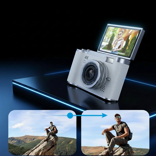 Appareil Photo Numérique 4K CCD 48MP – Écran Rotatif 180°, Zoom 8x, Selfie, Cadeau Étudiant