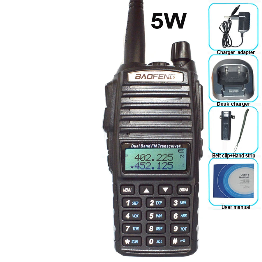 Talkie-Walkie BAOFENG UV-82 Plus — Double Bande VHF/UHF, 5W/8W, IP57, 128 Canaux