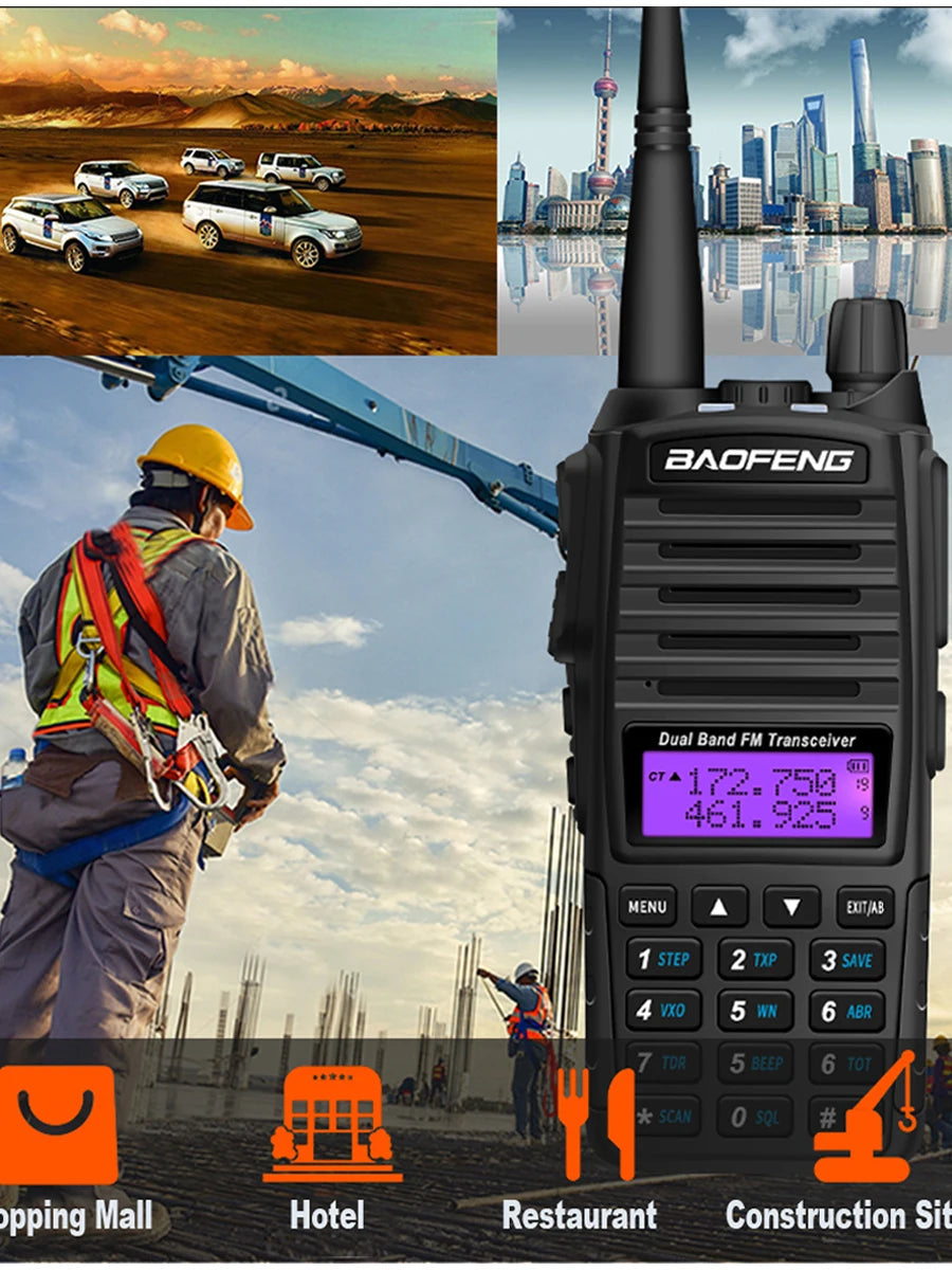 Talkie-Walkie BAOFENG UV-82 Plus — Double Bande VHF/UHF, 5W/8W, IP57, 128 Canaux