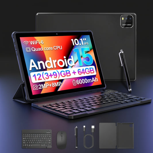 Tablette BAKEN 10" Android 15 – 12GB RAM | 64GB ROM | WiFi 5G | Double Caméra | Pack Clavier